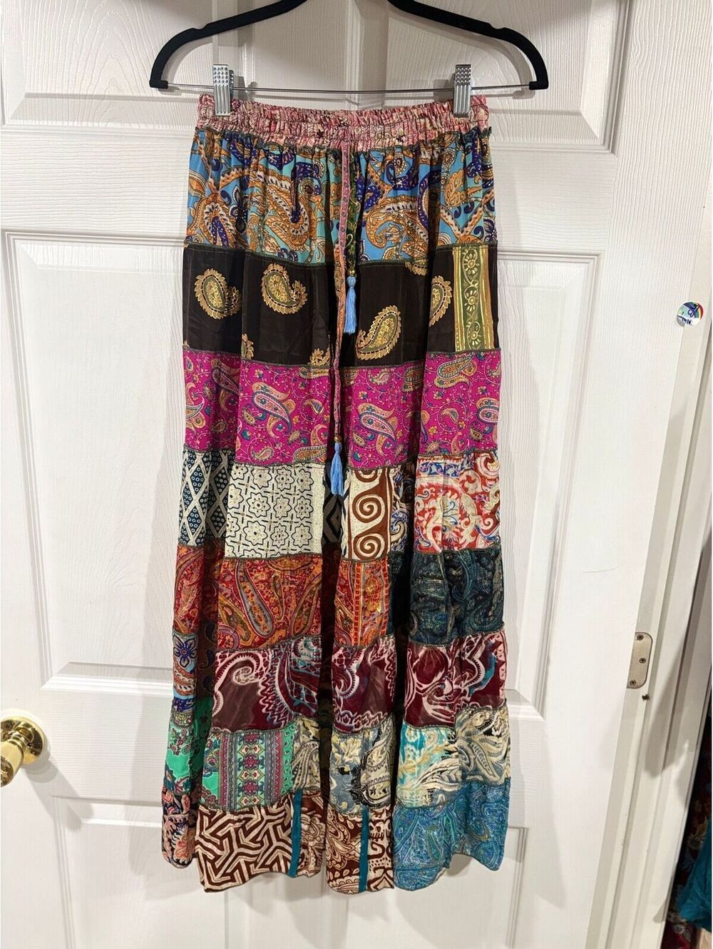 #287 NEW Kantha patchwork skirt. Waist 13”-21”